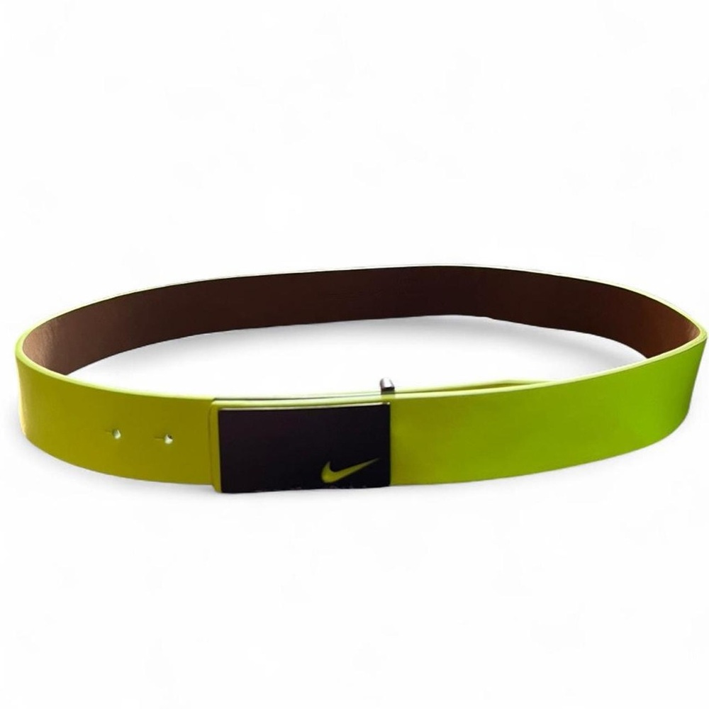 Nike Neon Yellow Green Golf Belt Genuine Leather with Metal Buckle